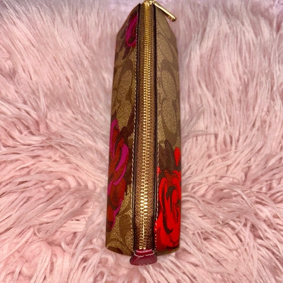 NEW Coach Jumbo Floral Khaki Multi Coated Canvas Pencil Case Makeup Bag - Picture 11 of 16